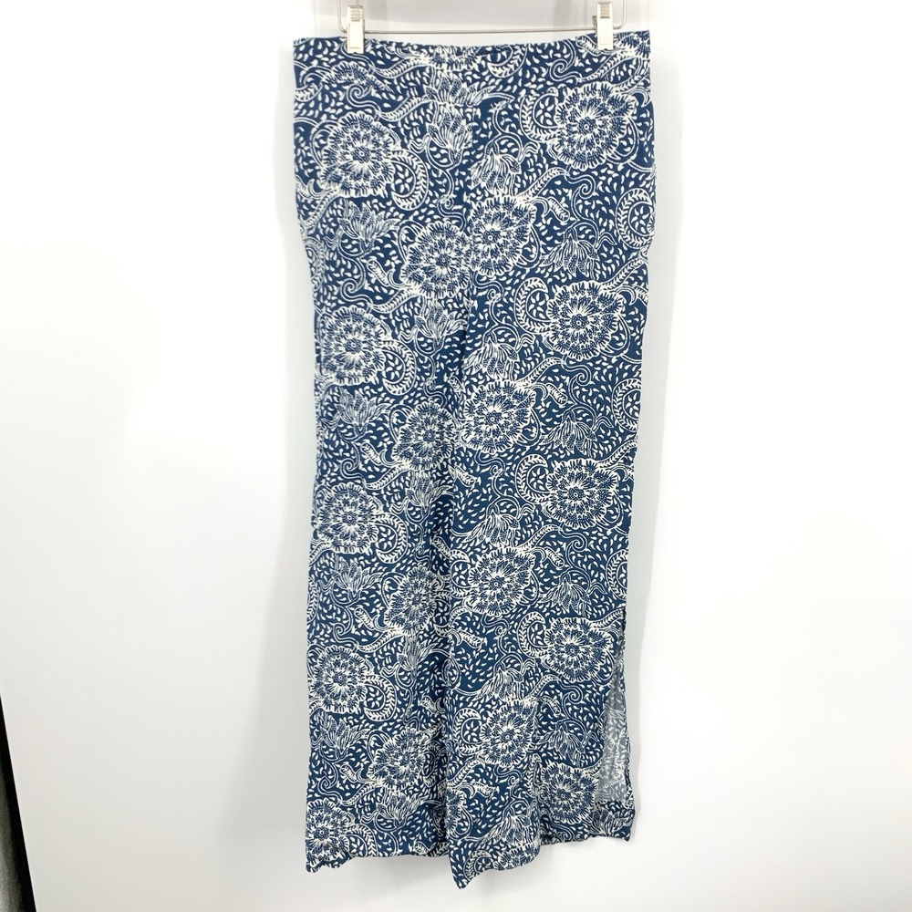 Maeve Anthropologie Women Size Small Pants Anika Blue White Floral Wide Leg